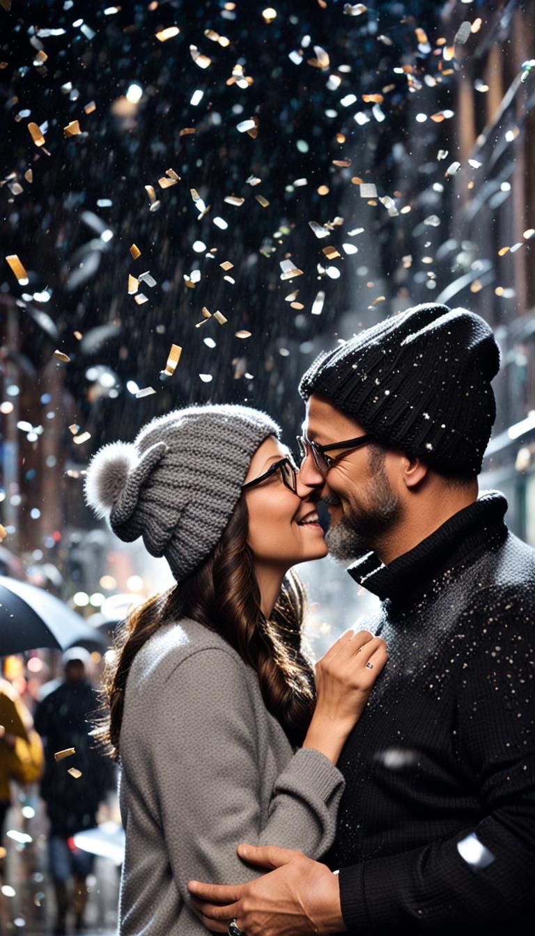 New Year's Eve Ball Drop Double Exposure Portrait