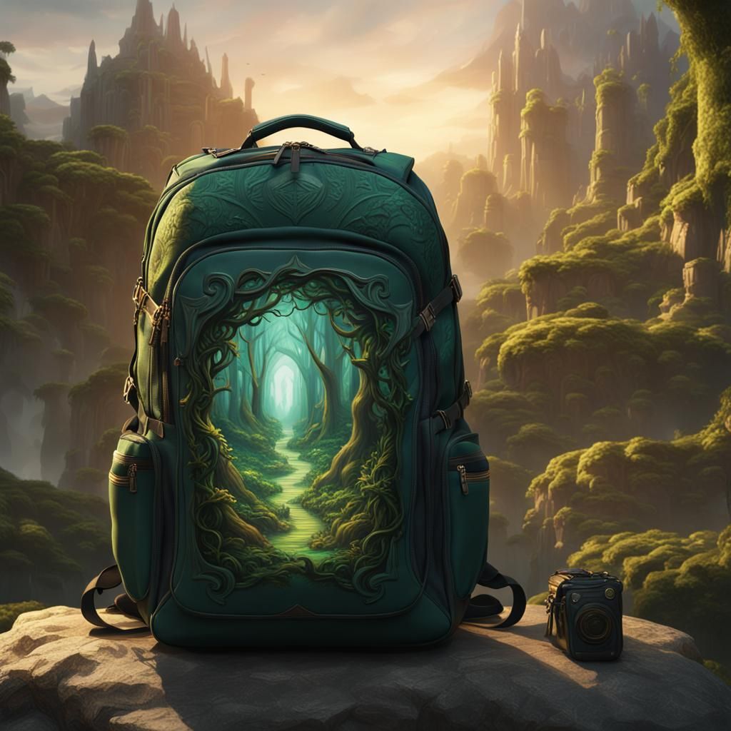 Laptop on Backpack: Fantasy Matte Painting Concept Art