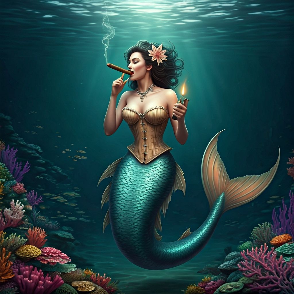 Mermaid Lights Cigar in Dreamy Underwater Ambiance