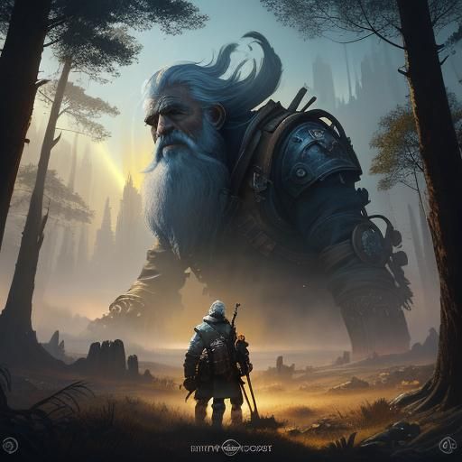 Mystical Portal: Old Man in Matte Painting Style