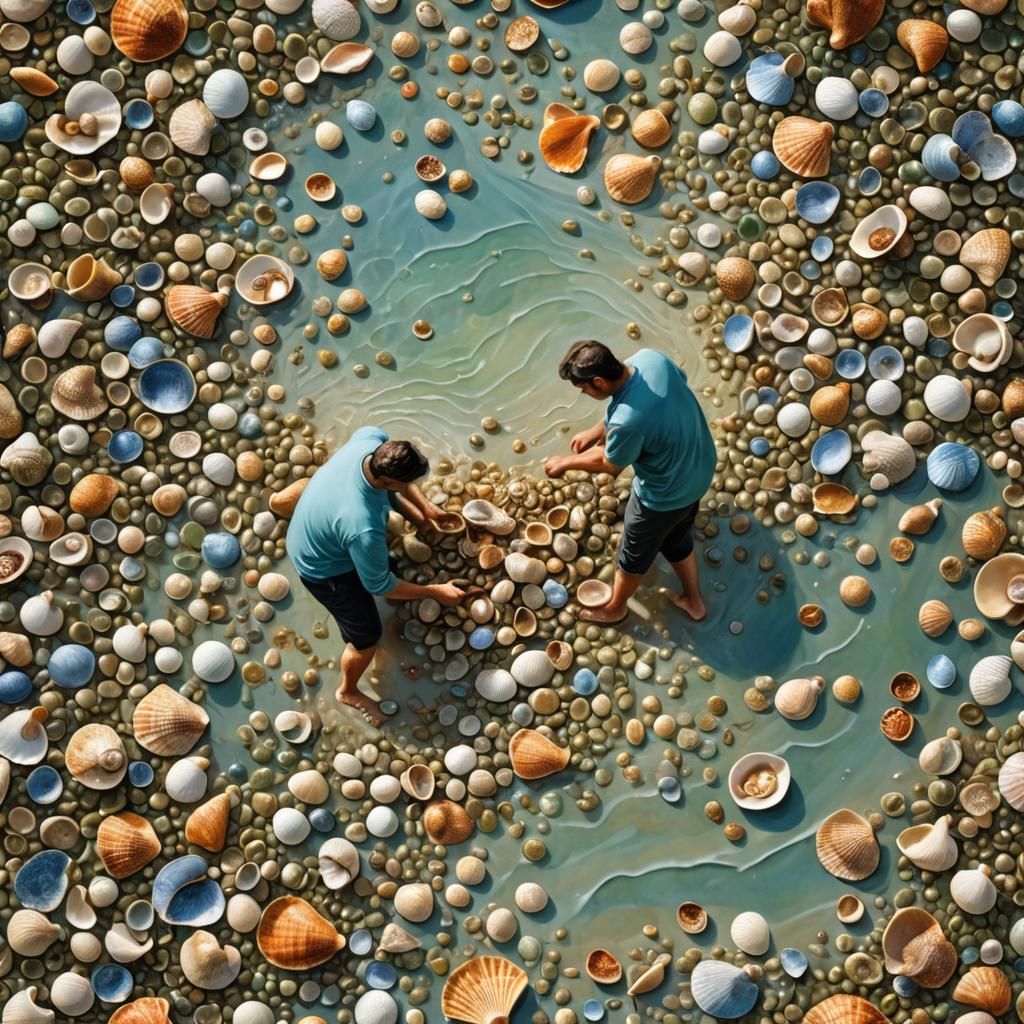 Beach Scene with Shells as Splash Art