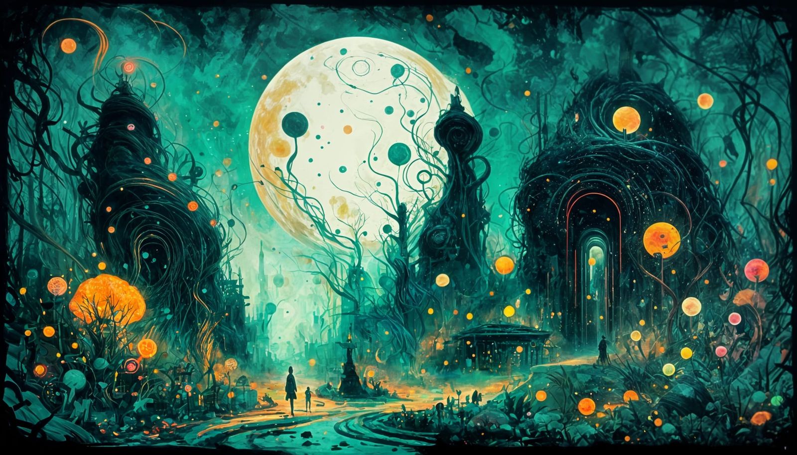 Futuristic Graveyard in Cosmic Expressionist Style