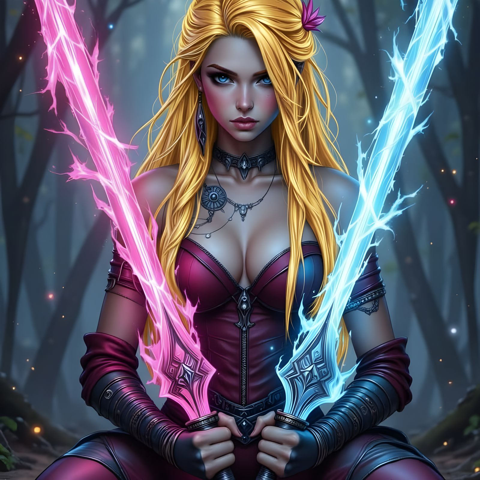 Anime Warrior Alana Riah Valeis With Twin Blades