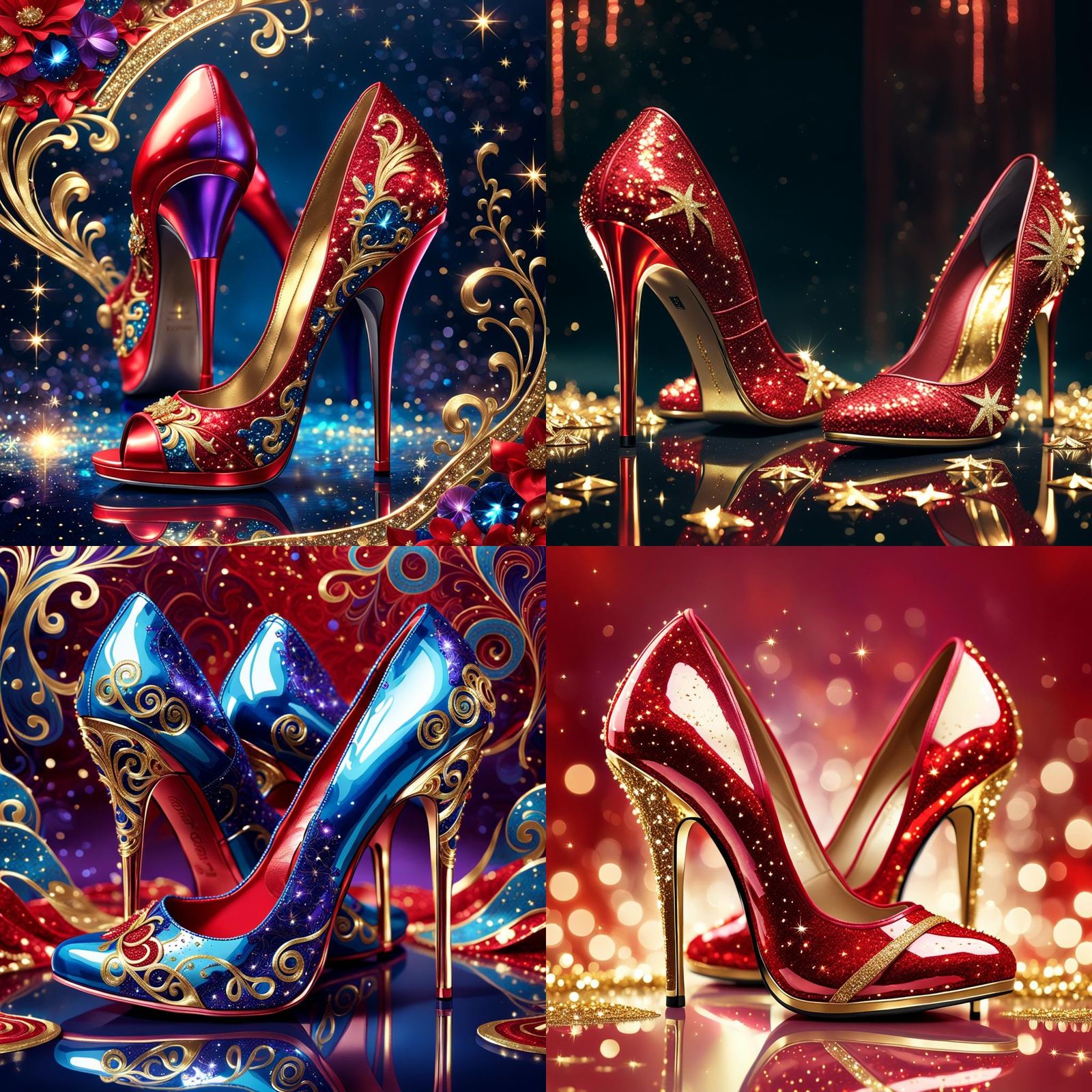 Glamorous Red High Heels with Gold Accents