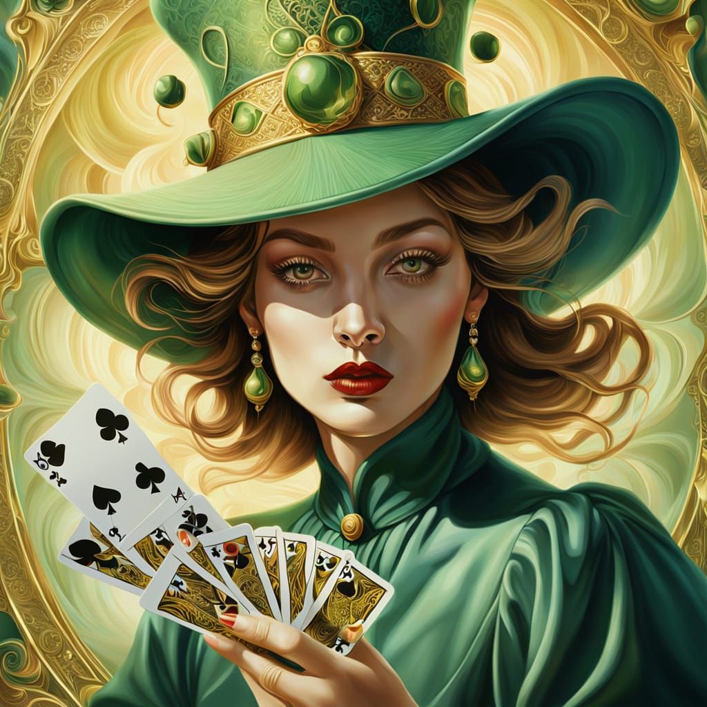 Surreal Lady Emerges from Playing Card
