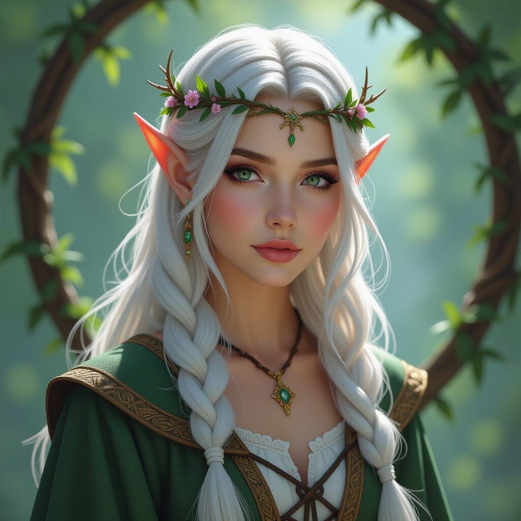 Ethereal Elf Cleric in Hyperdetailed Fantasy Style