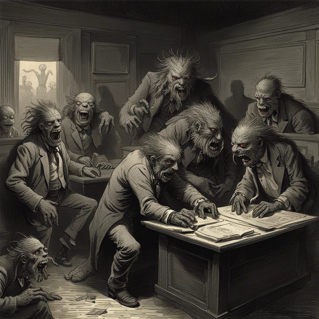 Horror Movie Monsters Work in an Office