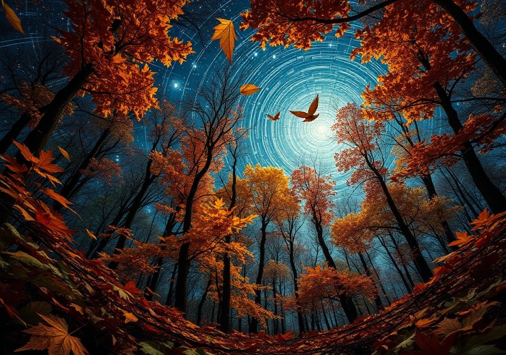 Stargazing Forest in a Dreamy Chagall Style