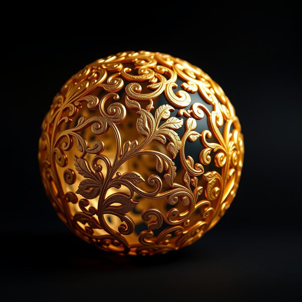 Elegant Golden Sphere in Baroque Style