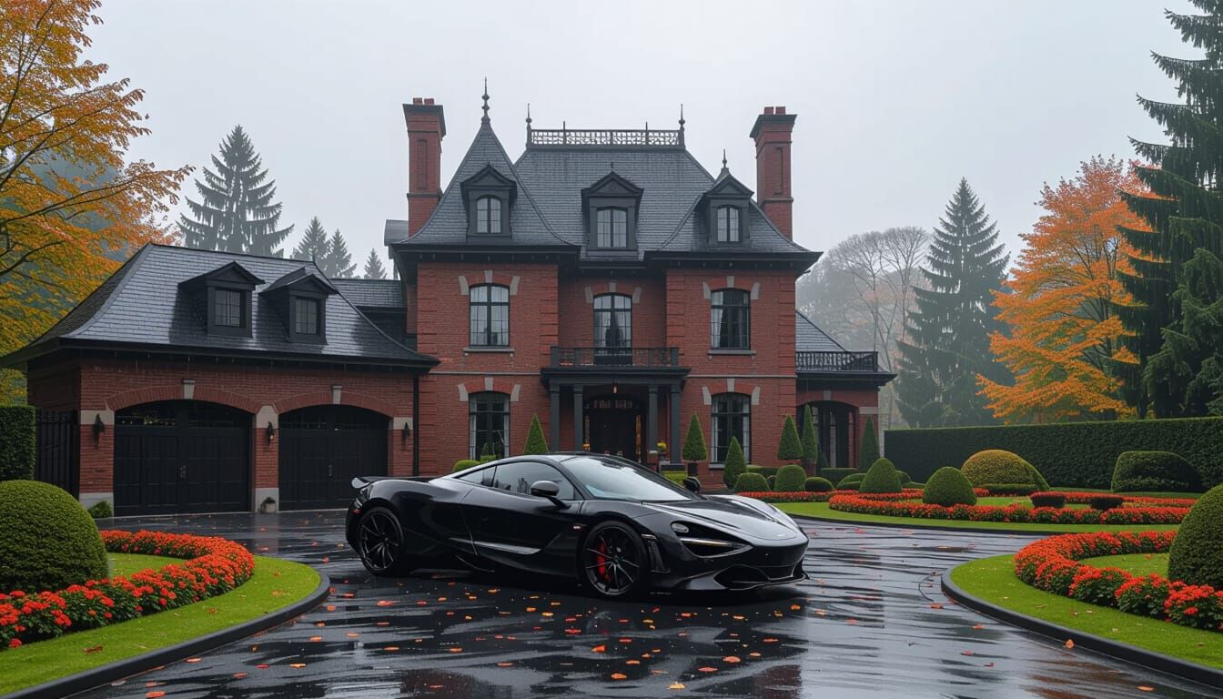 Victorian Chateau with McLaren in Misty Season