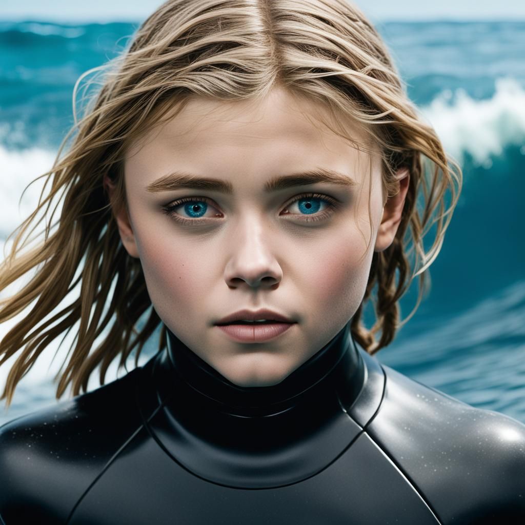 Surreal Close-Up of Surfer with Hypnotic Eyes