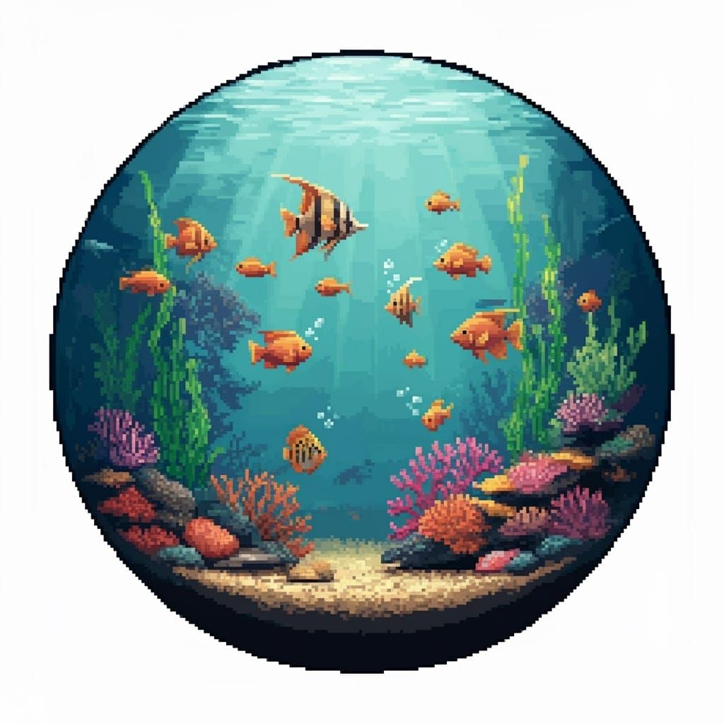 8-Bit Aquarium: Exotic Fish in Pixel Art Style
