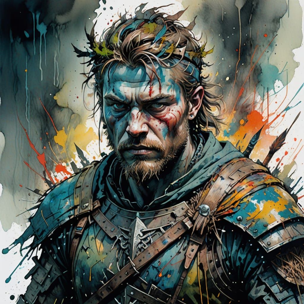 Ivar the Boneless in Expressive Watercolor Style