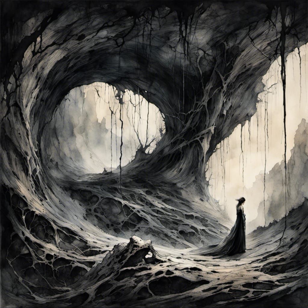 Dark Surreal Scene of Snake and Prey