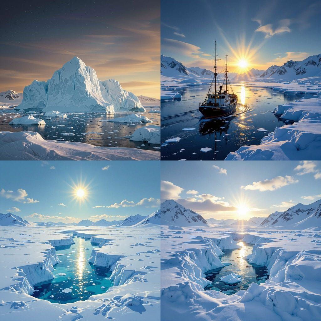 Antarctic Ice Under Bright Sunshine