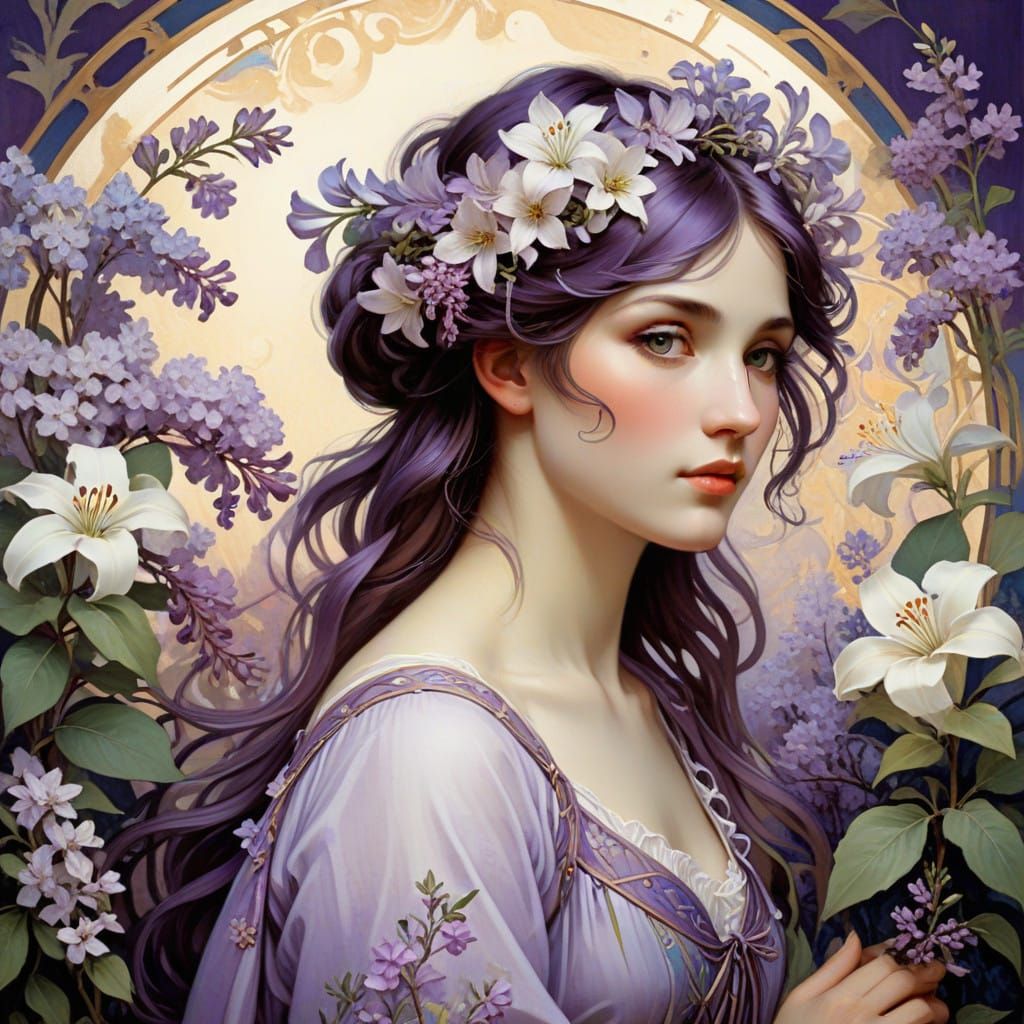 Dreamy Lilac Field in Soft Impressionist Light