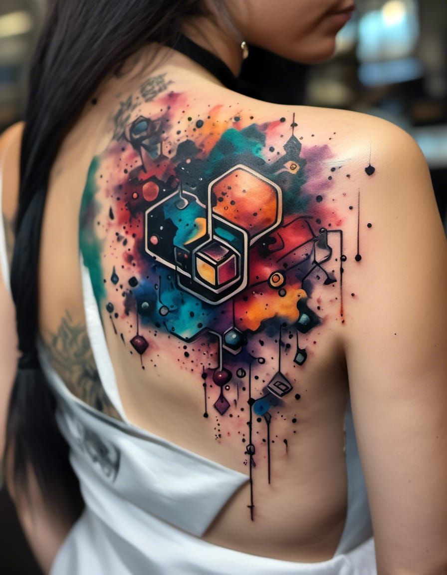 Colorful Chemical Compound Tattoo Design