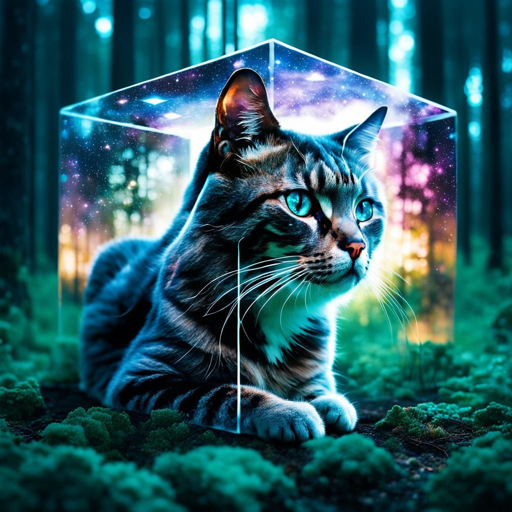 Dreaming Cat: Double Exposure Galaxy Cubes