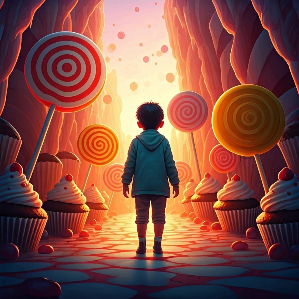 Childhood in Candyland: A Whimsical Digital Illustration
