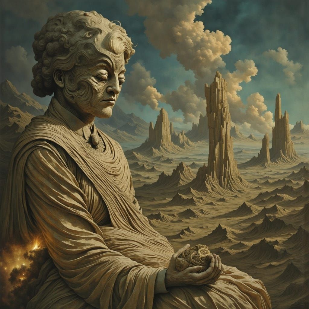 Surreal Stone Landscape Formed by Dreams, Hyperrealistic Dig...