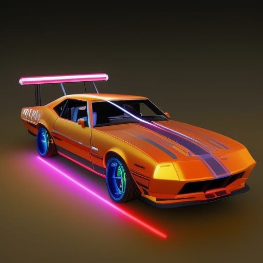 Sci-Fi Muscle Car with Laser Weapons in Mad Max Style