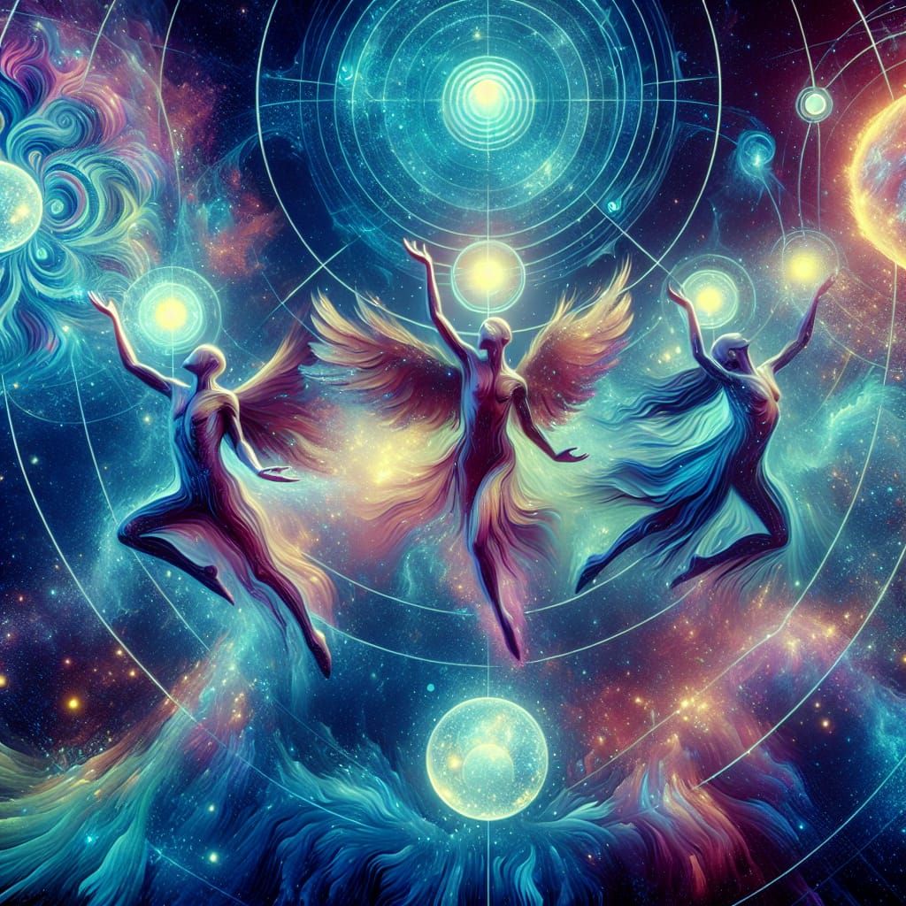Mystical Beings Dance in Infinite Universe