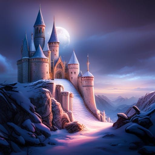 Fairy Castle in Winter Wonderland: Digital Matte Painting