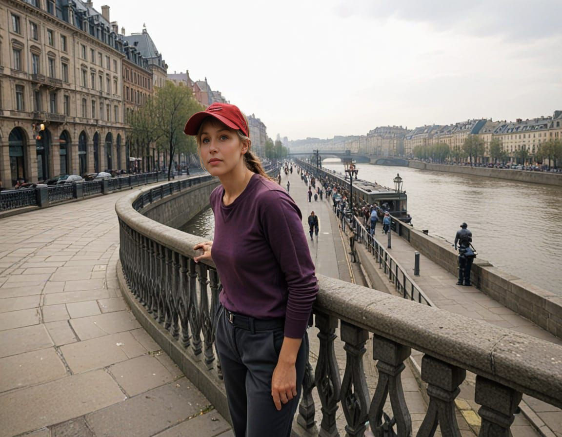 Elegant Art Nouveau Woman by a River in Soft Focus