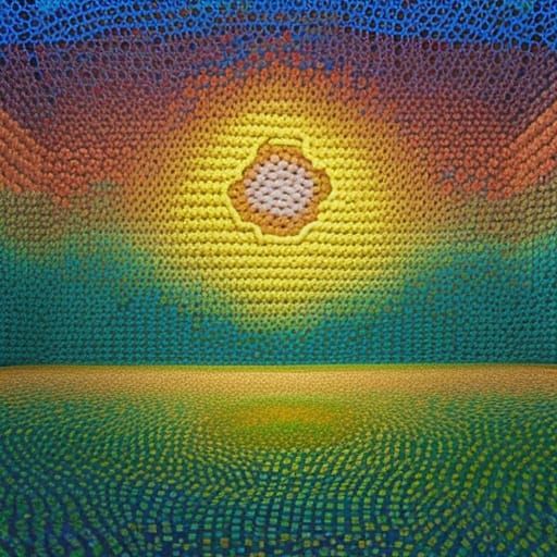entire landscape crafted from yarn meticulous crochet imitat...
