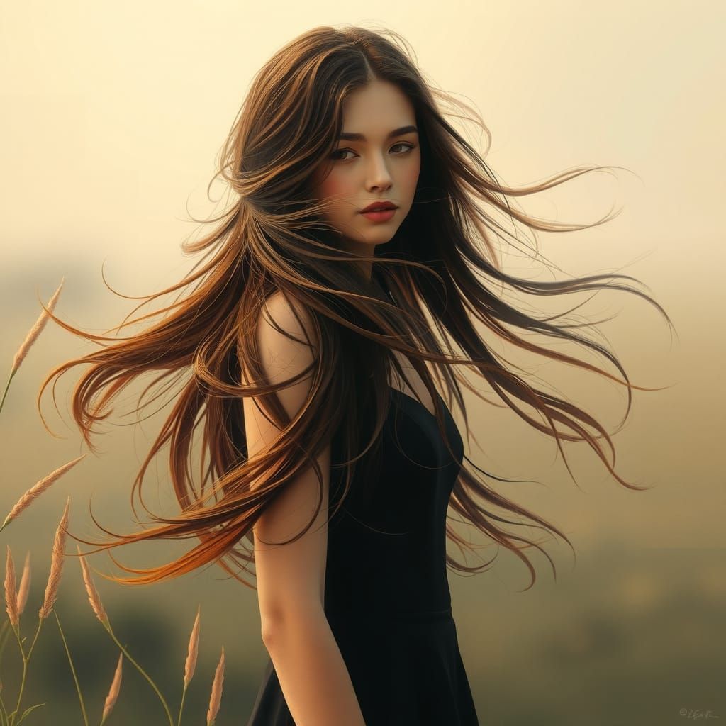 Ethereal Woman in a Natural Setting, in a Soft, Dreamy Aesth...