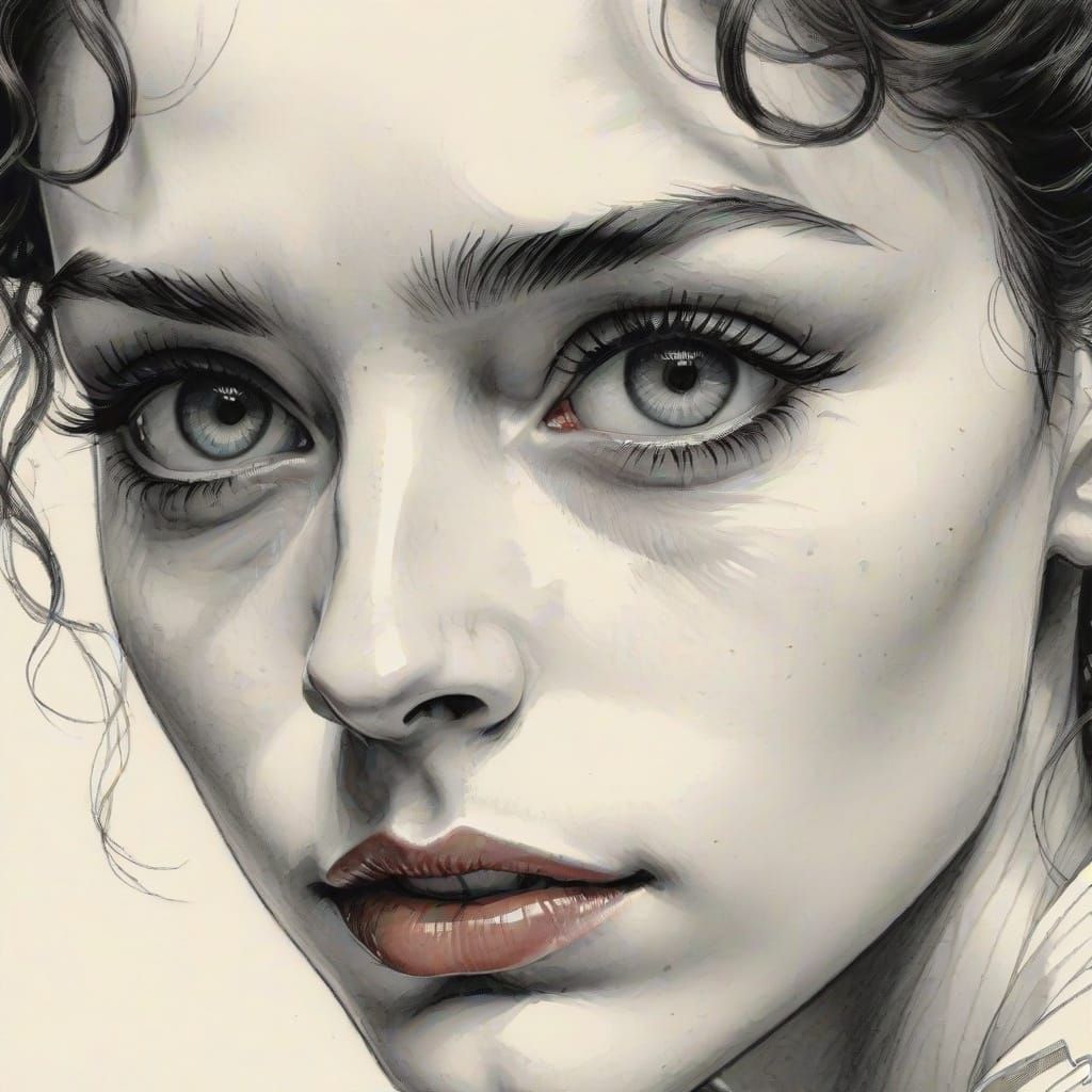 Expressive Pencil Sketch of Gentle Eyes