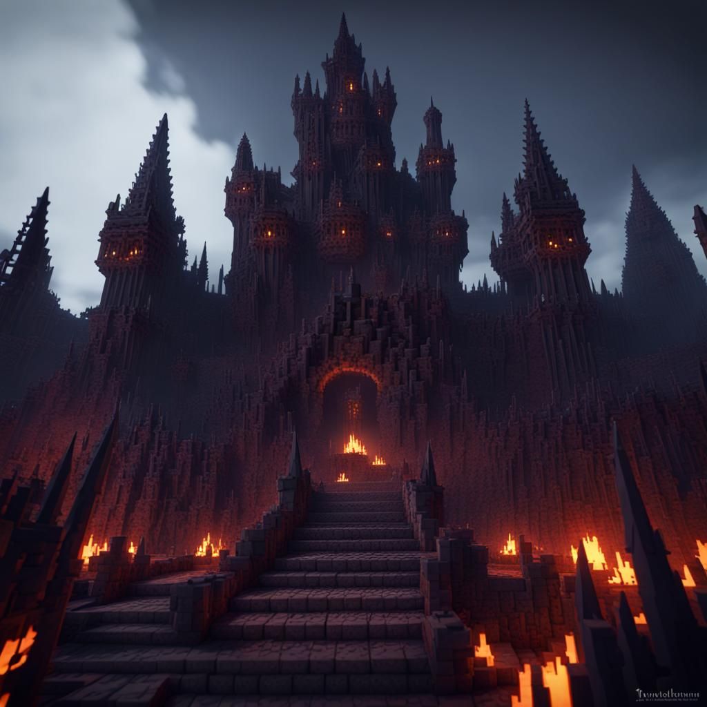 Spooky Dark Castle of Spikes: Minecraft Art