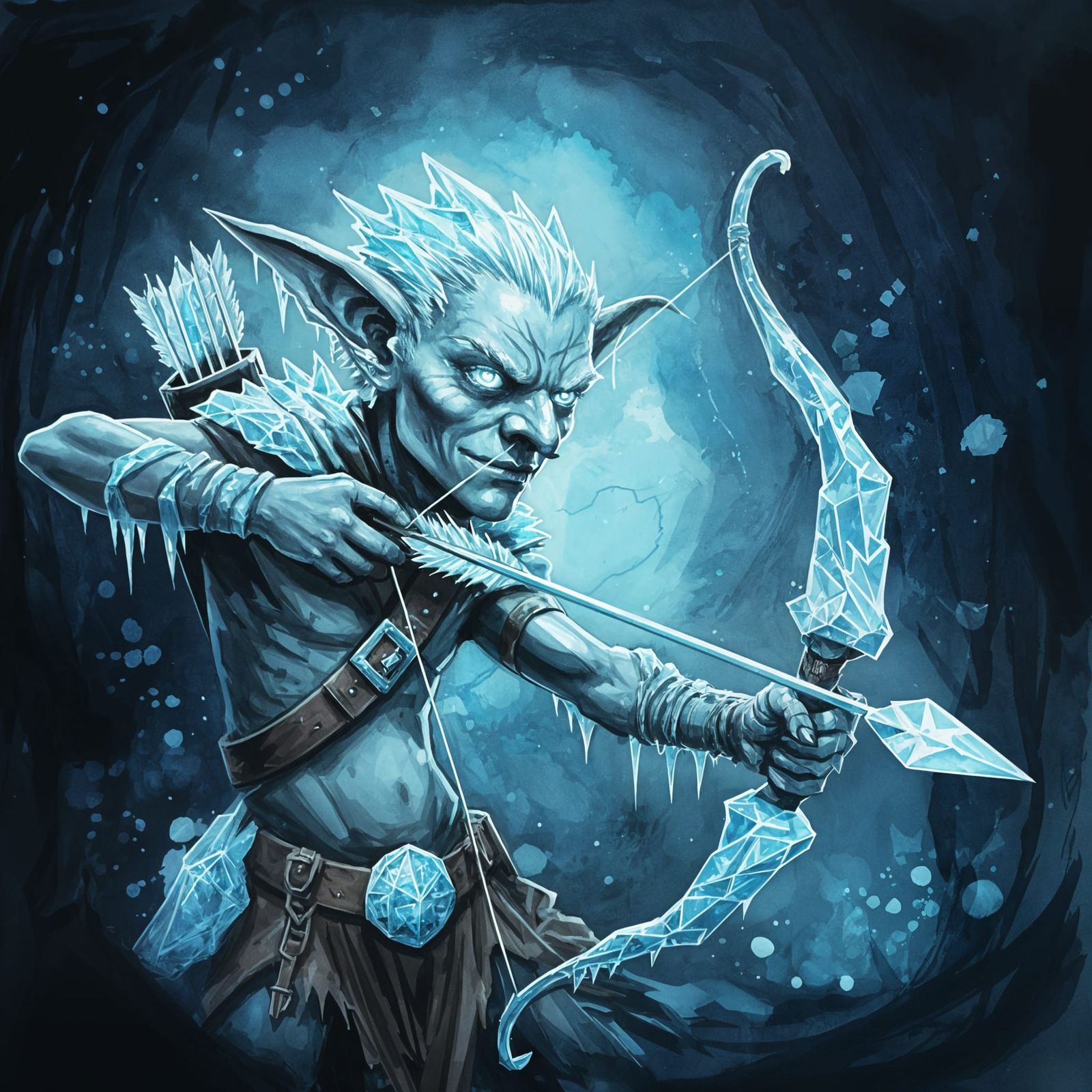Dark Fantasy Goblin Archer in Icy Splendor