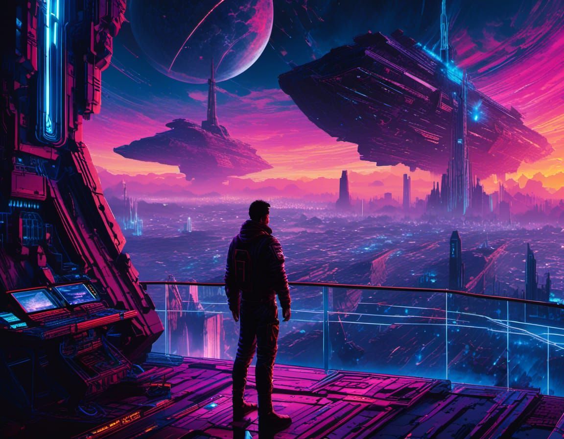 Futuristic Spacesuit Repairing Robot in Sci-Fi Setting