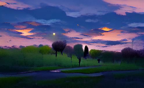 Peaceful AI-Generated Dusk Scene