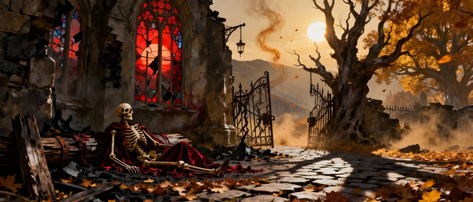 Sinister Autumn Valley Village After War