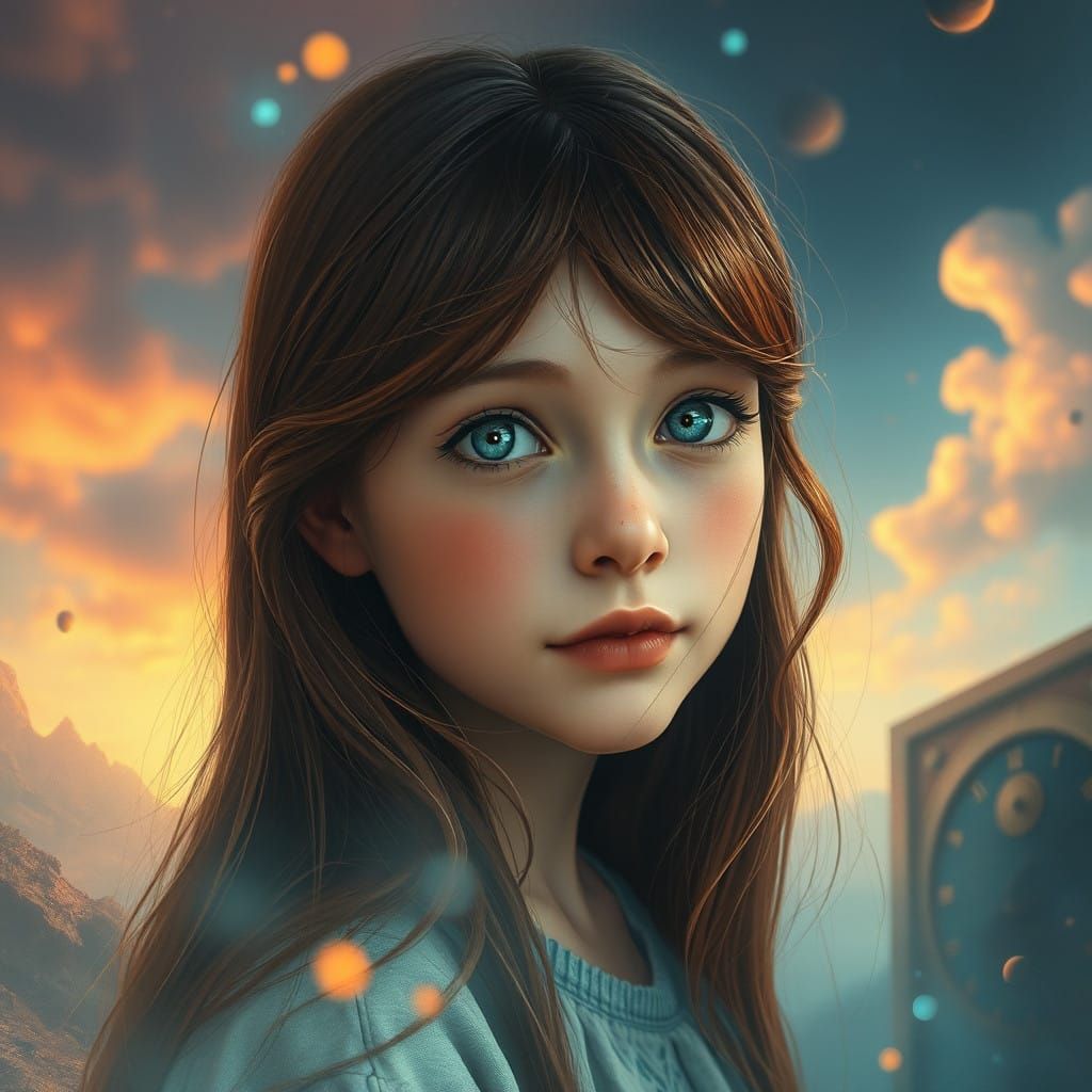 Surreal Young Girl Radiates Ethereal Glow