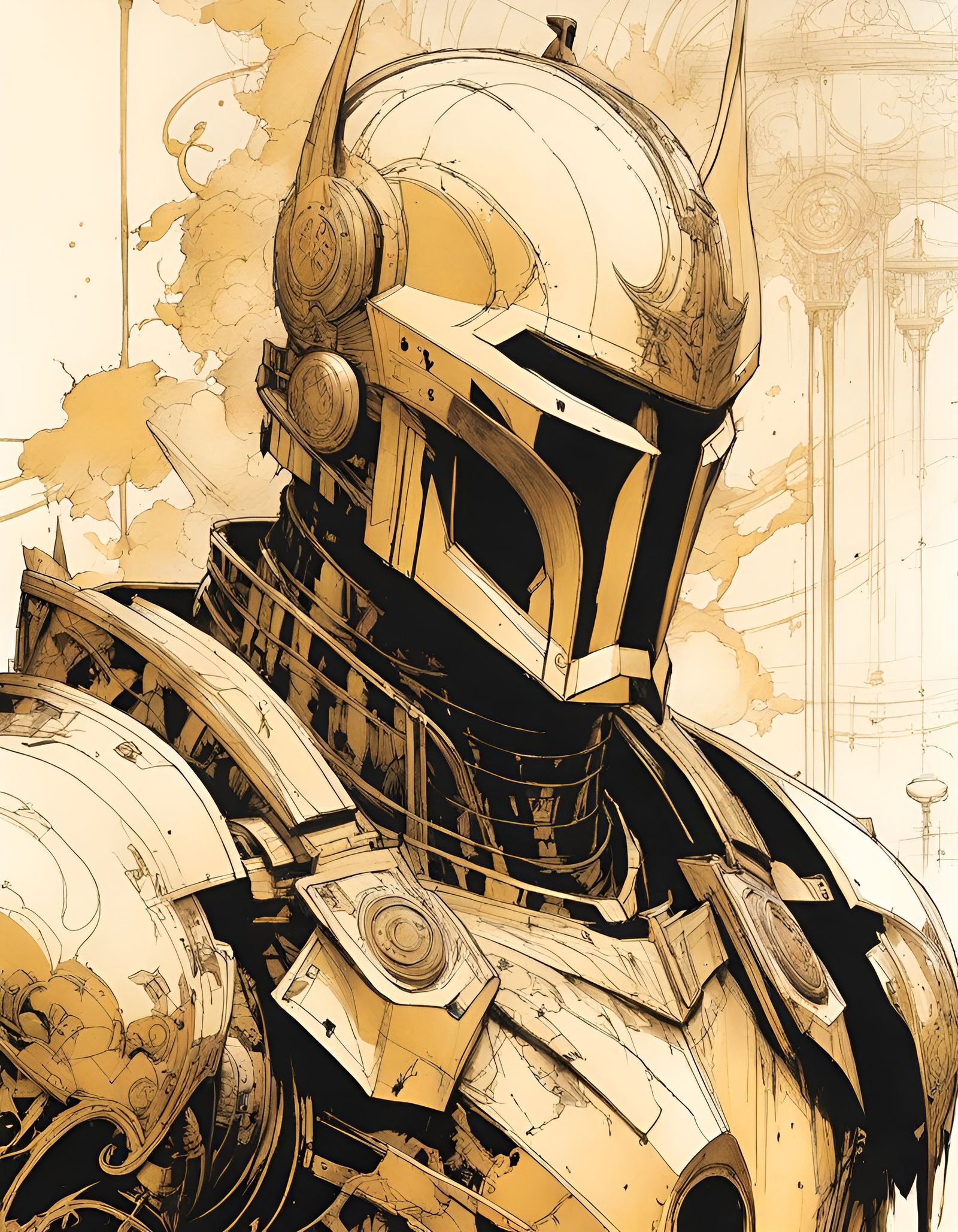 Sinister Knight in Black Gold Armor