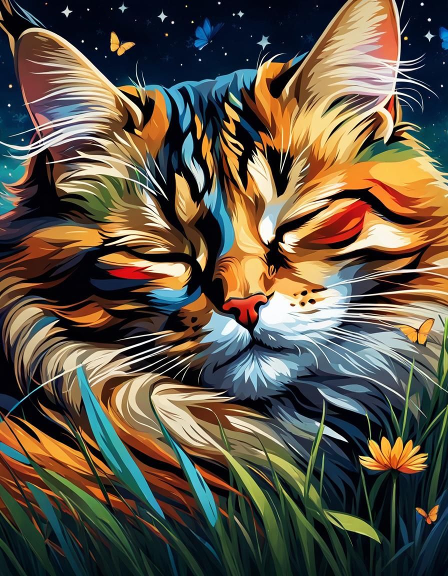 Macro Shot of Sleeping Calico Cat Dreaming