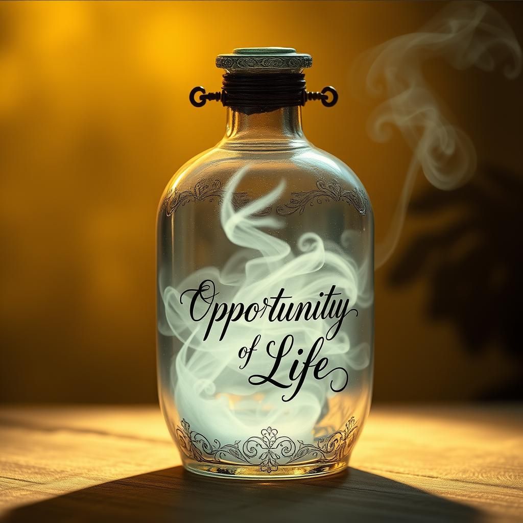 Ornate Glass Bottle of Opportunity in Dreamlike Realism