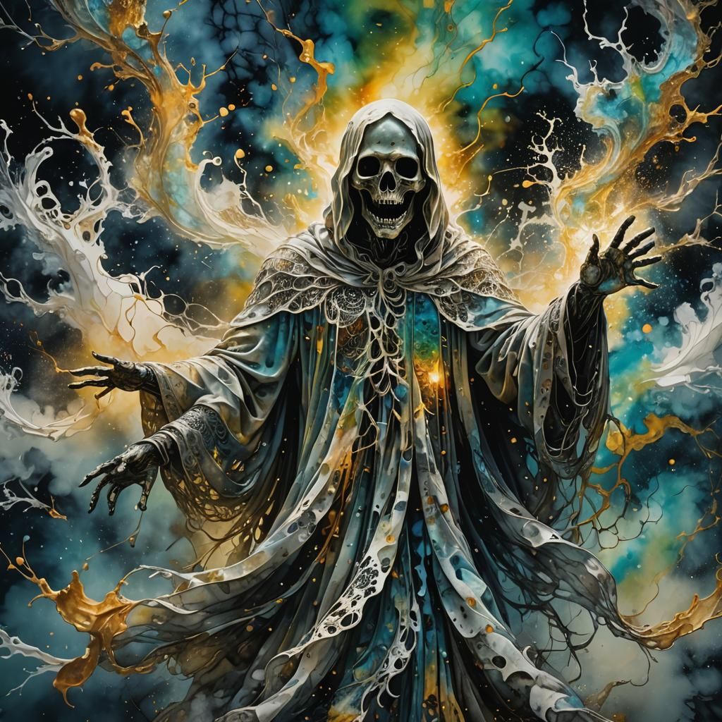 Ghost Image in Splatter Art with Alcohol Ink