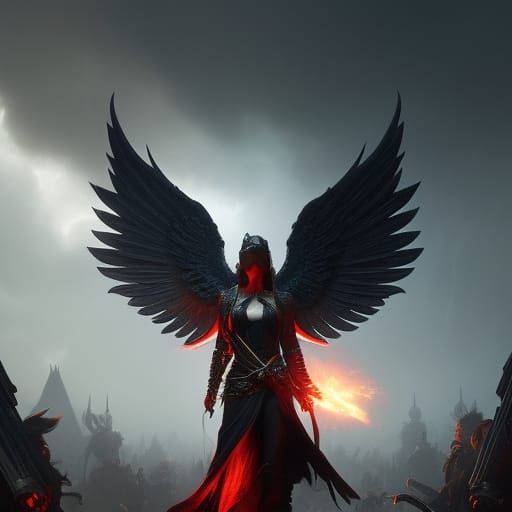 Warrior Angel Battles Addiction: Dark Fantasy Art