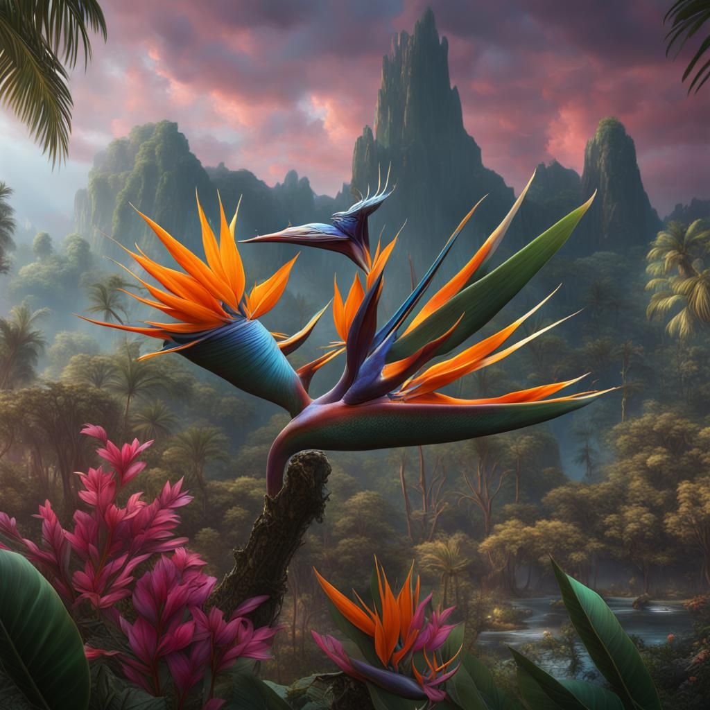 Fantastical Bird of Paradise in Deep Color