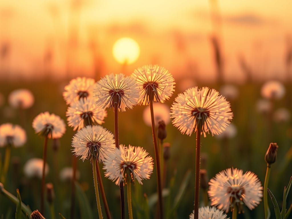 Ethereal Dandelions in Golden Light