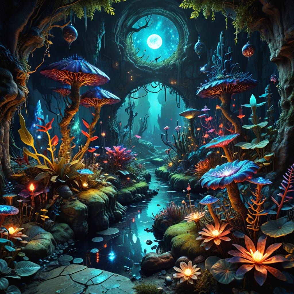 Surreal Subterranean Oasis in Cosmic Colors