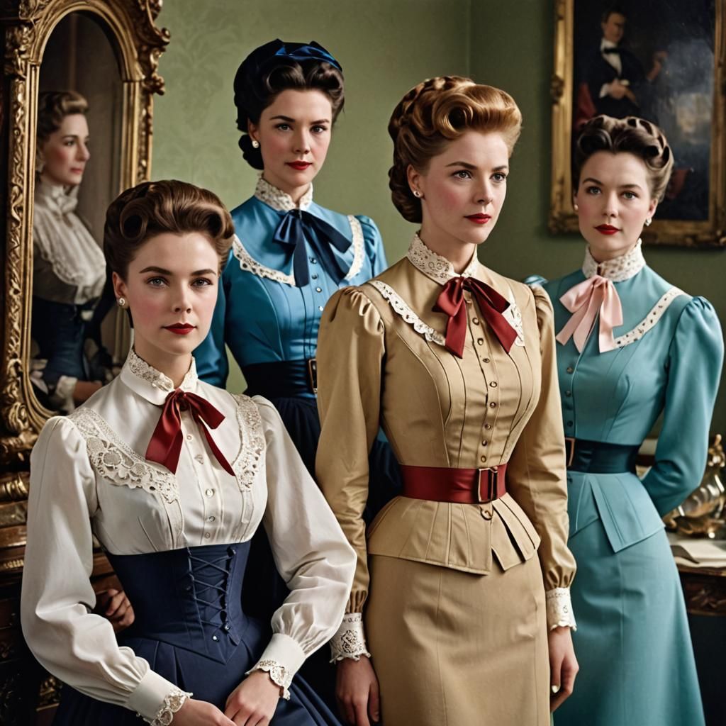 Vintage Fashion: Women in Colorful Formal Wear