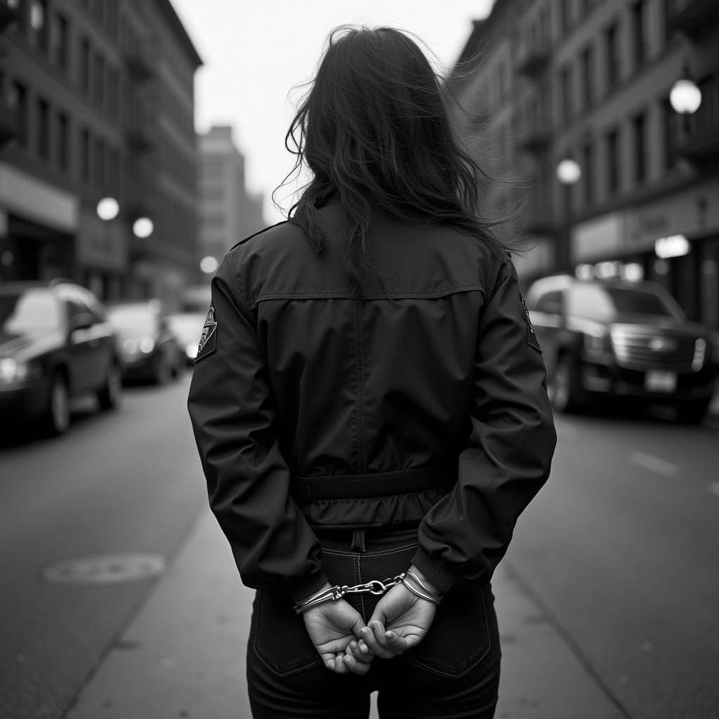 Noir-Style Arrest on a Gritty City Street