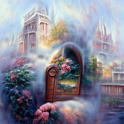 Ethereal Fantasy Door in Thomas Kinkade Style