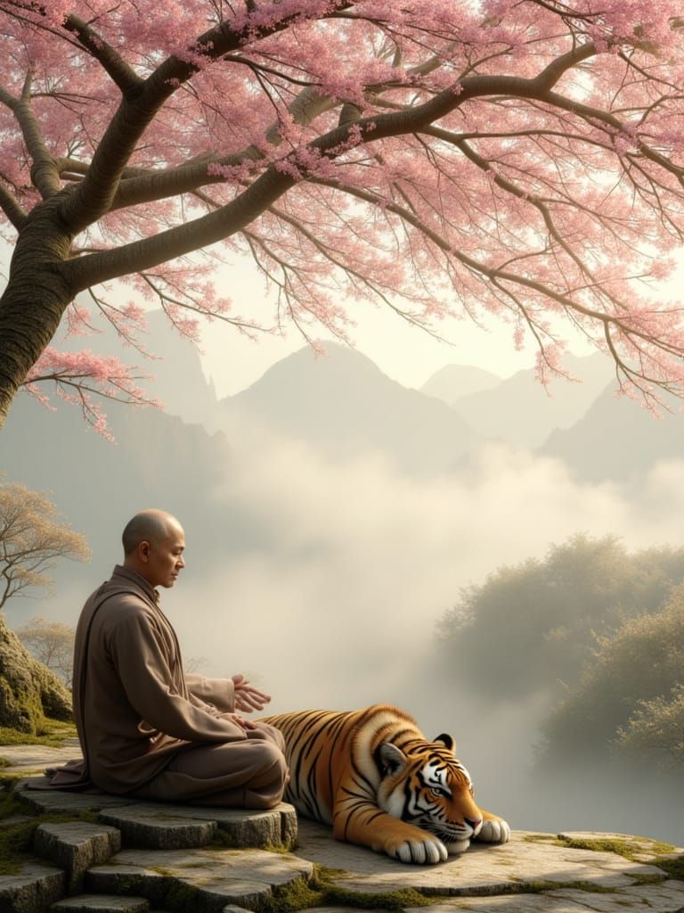 Inner peace: when you have overcome your animal self, symbol...