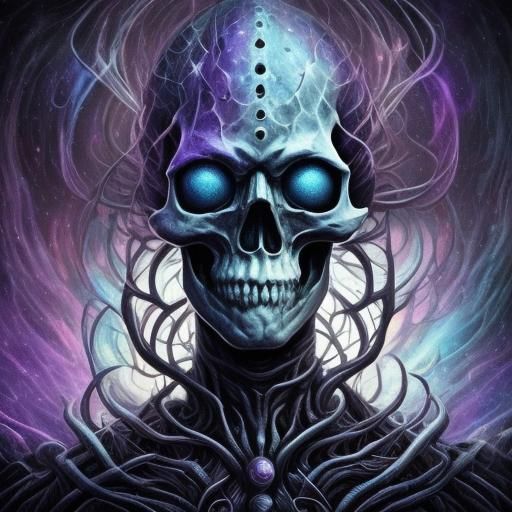 Intricately Detailed Skeletal Figure in Dark Fantasy Style